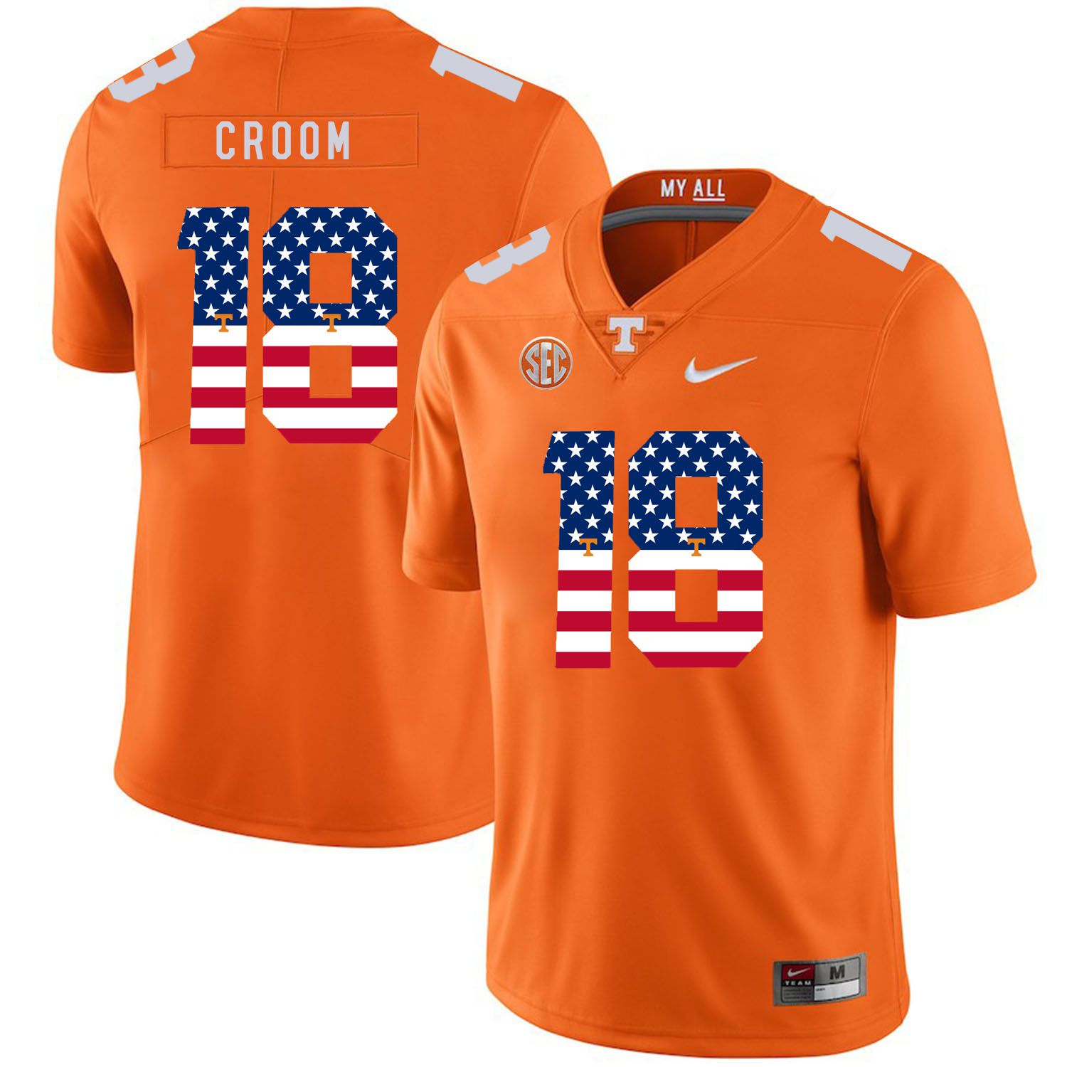 Men Tennessee Volunteers #18 Croom Orange Flag Customized NCAA Jerseys->customized ncaa jersey->Custom Jersey